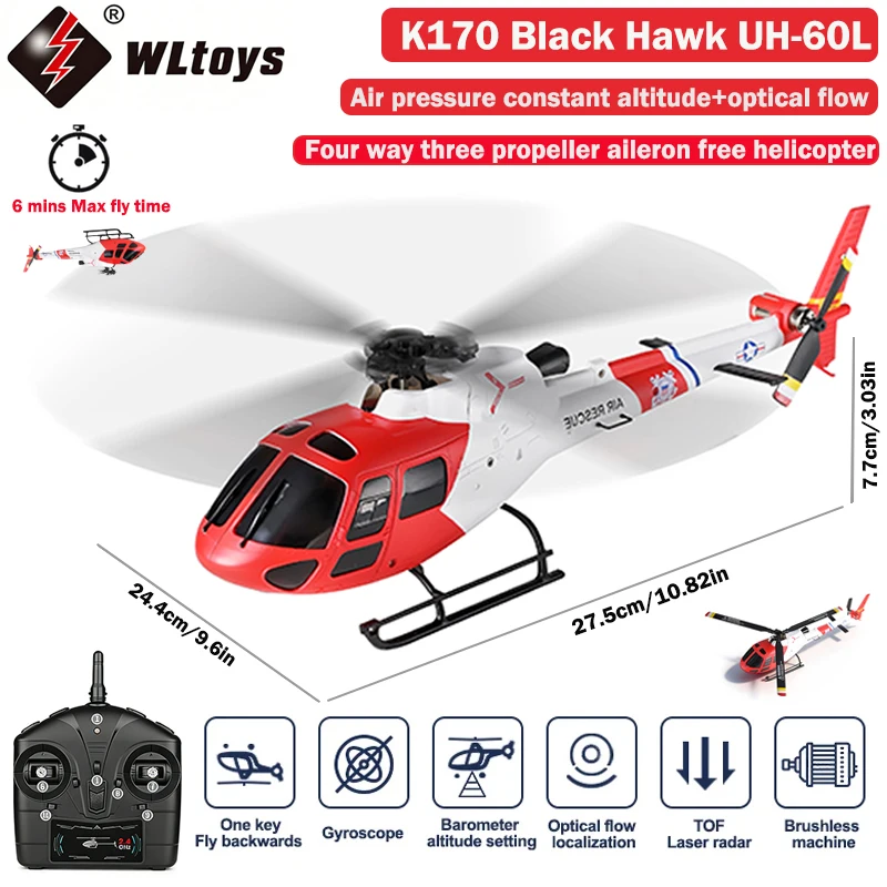 Rc Helicopter Gas - WLtoys 4CH K150-AS350 RCヘリコプター、1106ブラシレスモーター（強力パワー）、3D/6G信号損失防止、ギフト用高度維持機能付き