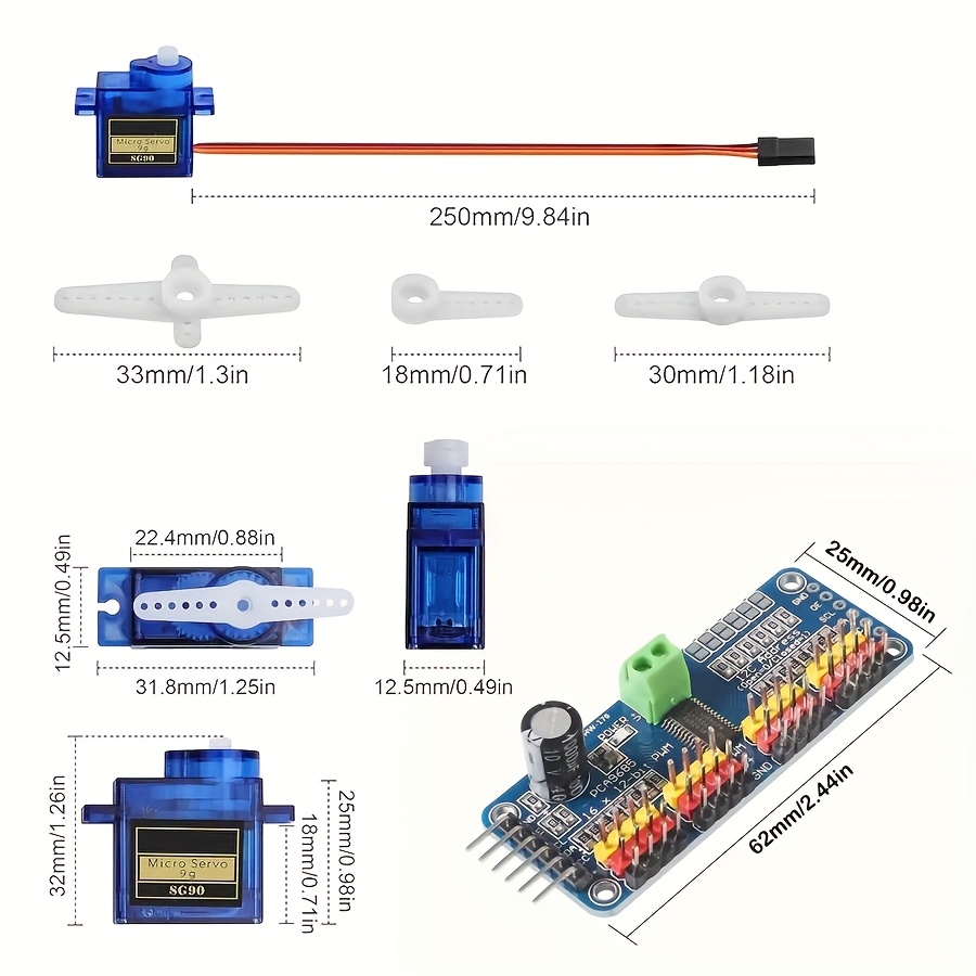 SG90 9Gサーボモーター5個 + 16チャンネルPWMサ - Rc Helicopter Servo のレビューと価格