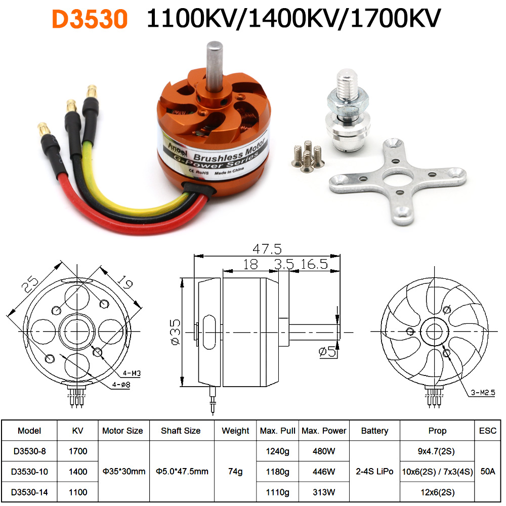 D3530 1100KV 1400KV 1700KV ブラシ - Rc Helicopter Mini のレビューと価格